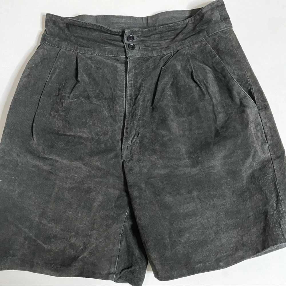 Water Collection High Waist Leather Shorts - Picture 2 of 7